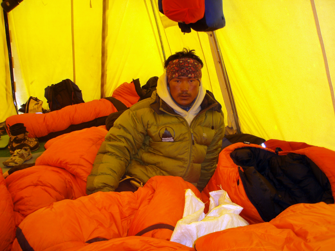 Tashi Tshering resting at Camp 2
